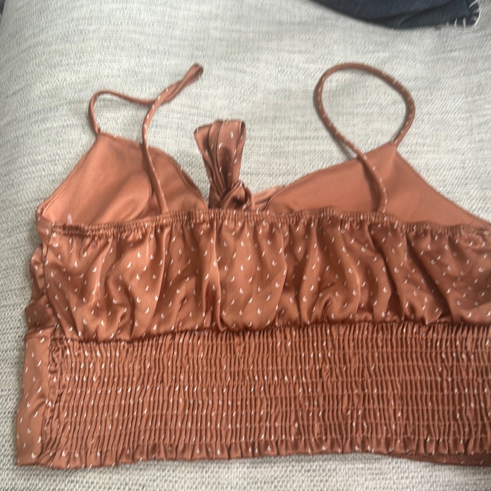 Rust Orange Crop Top with Bow Detail - Picture 2 of 2